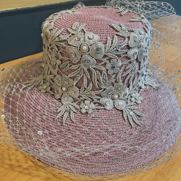 Women’s Pink + Silver First-Lady Church Hat | Show-Stopping Statement | One Size - Picture 1 of 8